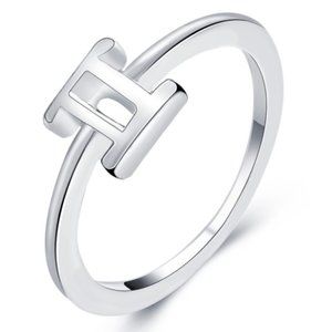 Zodiac Symbol Silver Ring - Gemini